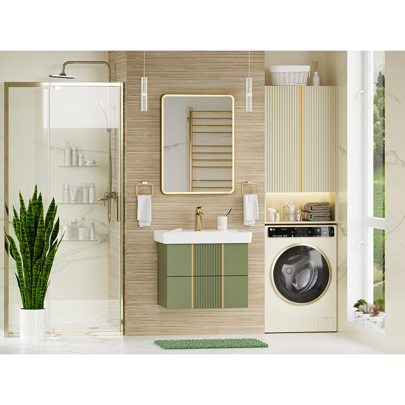 Шкаф-пенал для ванной Brevita Vega 60 над стиральной машиной / VEG-08060-031 кремовый
