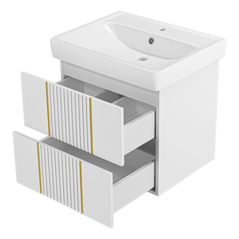 Тумба под раковину Brevita Vega 60 подвесная с 2 ящ. / VEG-09060-0102Я белая матовая эмаль