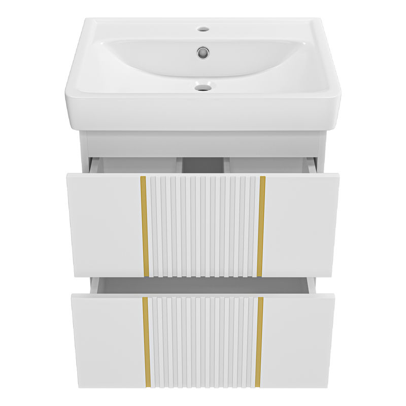 Тумба под раковину Brevita Vega 60 подвесная с 2 ящ. / VEG-09060-0102Я белая матовая эмаль