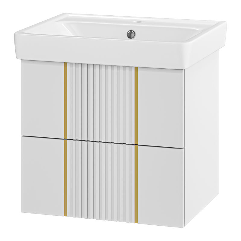 Тумба под раковину Brevita Vega 60 подвесная с 2 ящ. / VEG-09060-0102Я белая матовая эмаль