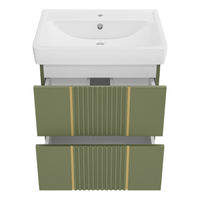 Тумба под раковину Brevita Vega 60 подвесная с 2 ящ. / VEG-09060-0802Я олива матовая эмаль — 4