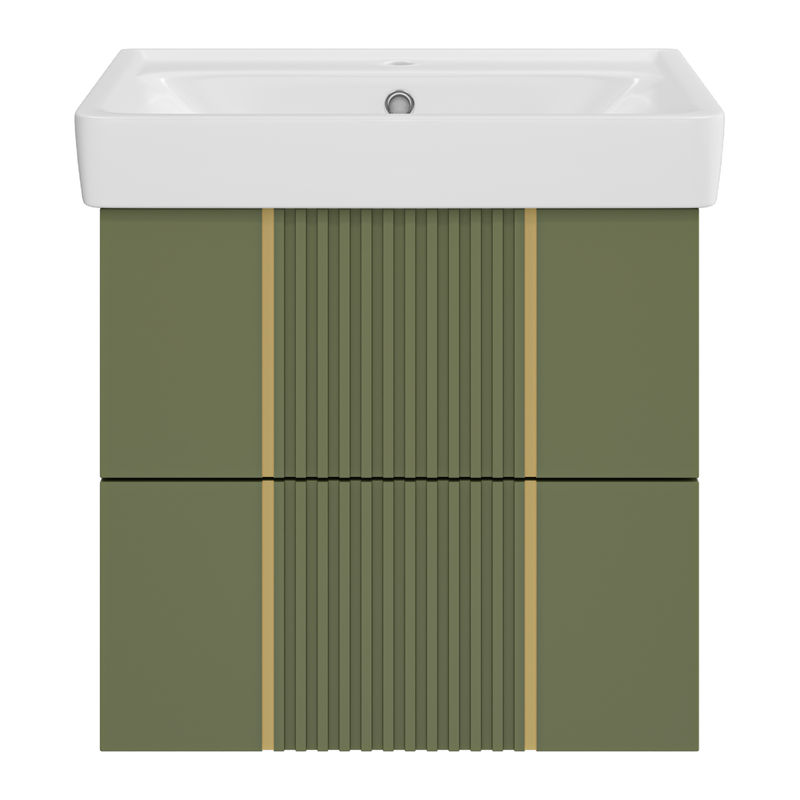 Тумба под раковину Brevita Vega 60 подвесная с 2 ящ. / VEG-09060-0802Я олива матовая эмаль