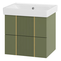 Тумба под раковину Brevita Vega 60 подвесная с 2 ящ. / VEG-09060-0802Я олива матовая эмаль — 1