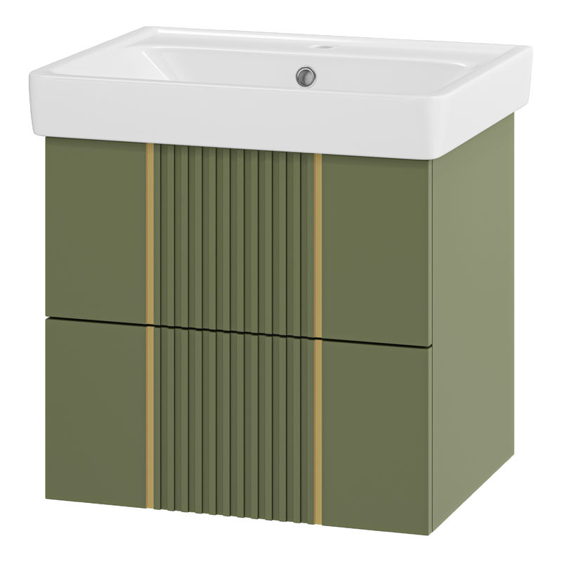 Тумба под раковину Brevita Vega 60 подвесная с 2 ящ. / VEG-09060-0802Я олива матовая эмаль