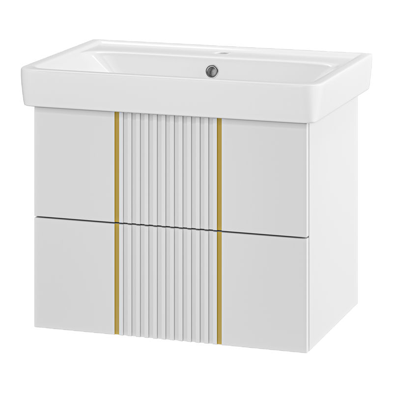 Тумба под раковину Brevita Vega 70 подвесная с 2 ящ. / VEG-09070-0102Я белая матовая эмаль