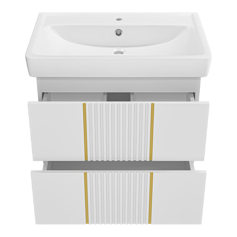 Тумба под раковину Brevita Vega 70 подвесная с 2 ящ. / VEG-09070-0102Я белая матовая эмаль