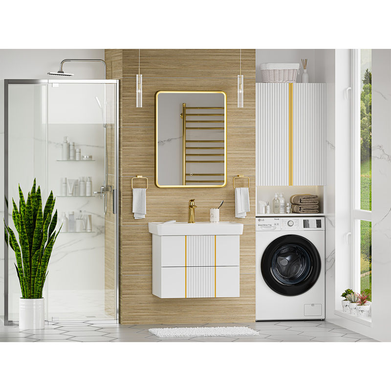 Тумба под раковину Brevita Vega 70 подвесная с 2 ящ. / VEG-09070-0102Я белая матовая эмаль