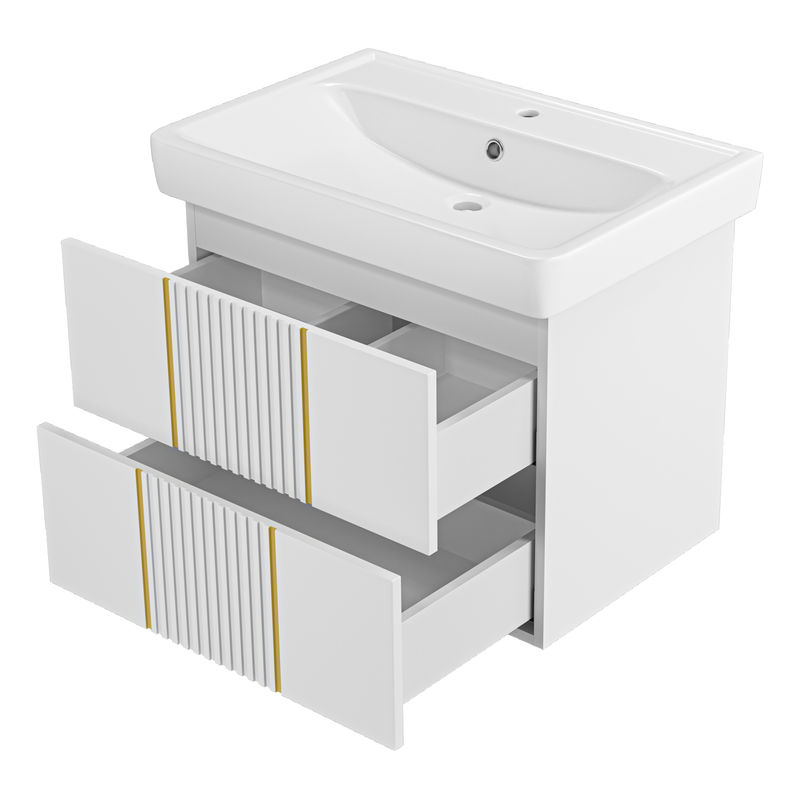 Тумба под раковину Brevita Vega 70 подвесная с 2 ящ. / VEG-09070-0102Я белая матовая эмаль