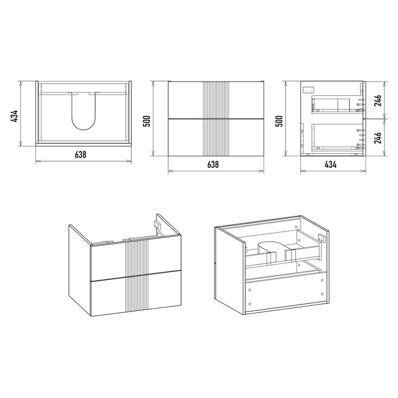 Тумба под раковину Brevita Vega 70 подвесная с 2 ящ. / VEG-09070-0802Я олива матовая эмаль