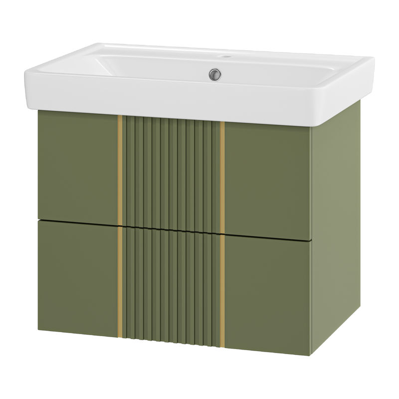 Тумба под раковину Brevita Vega 70 подвесная с 2 ящ. / VEG-09070-0802Я олива матовая эмаль