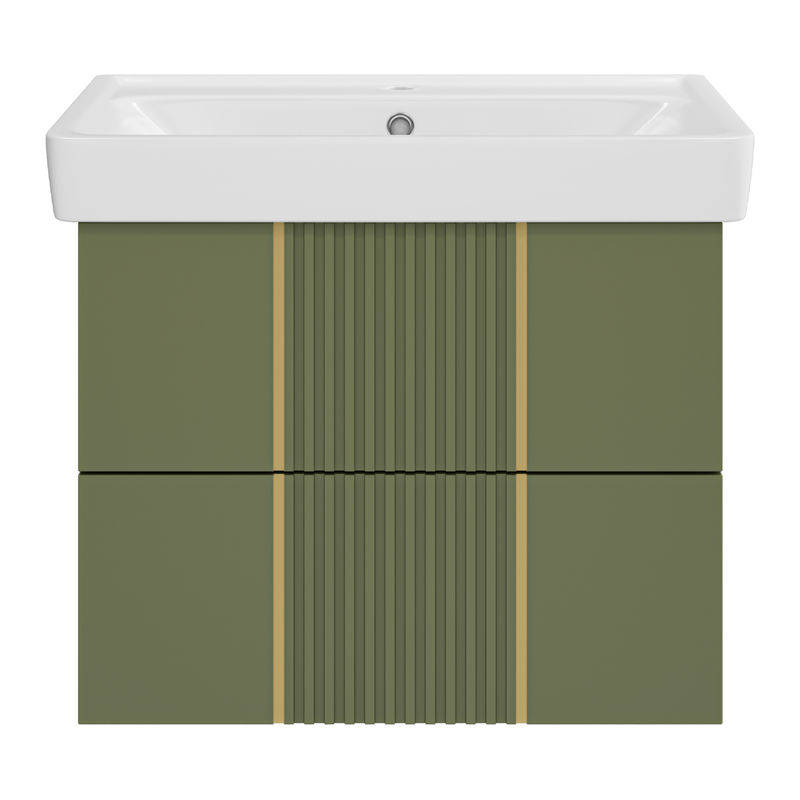 Тумба под раковину Brevita Vega 70 подвесная с 2 ящ. / VEG-09070-0802Я олива матовая эмаль