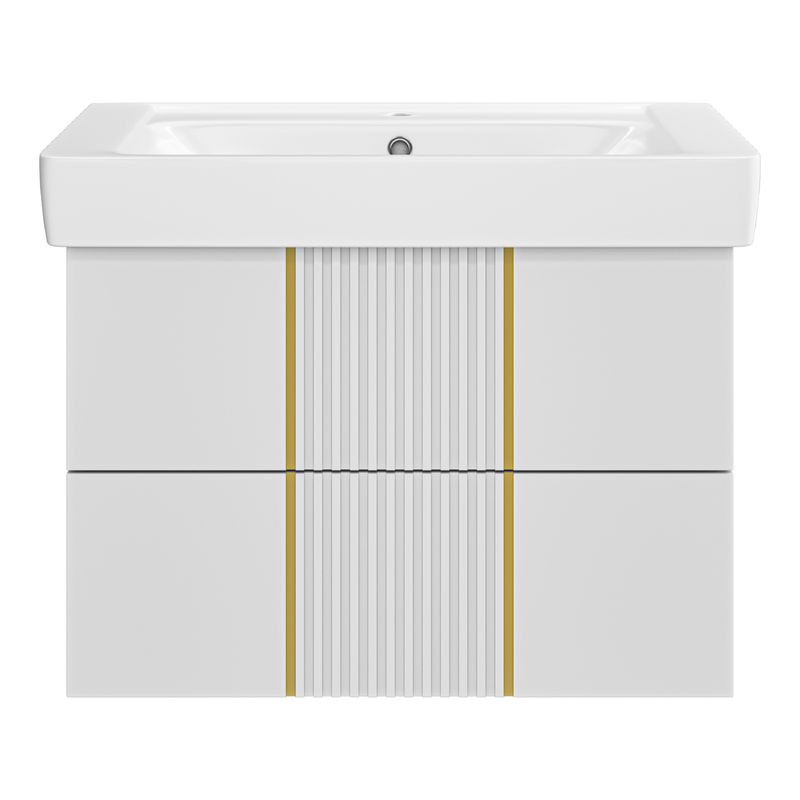 Тумба под раковину Brevita Vega 80 подвесная с 2 ящ. / VEG-09080-0102Я белая матовая эмаль