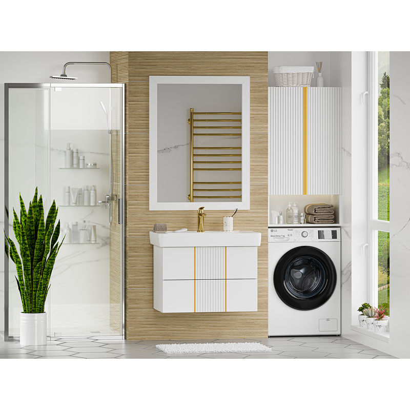 Тумба под раковину Brevita Vega 80 подвесная с 2 ящ. / VEG-09080-0102Я белая матовая эмаль