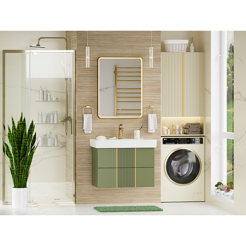 Тумба под раковину Brevita Vega 80 подвесная с 2 ящ. / VEG-09080-0802Я олива матовая эмаль