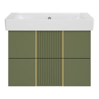 Тумба под раковину Brevita Vega 80 подвесная с 2 ящ. / VEG-09080-0802Я олива матовая эмаль — 2