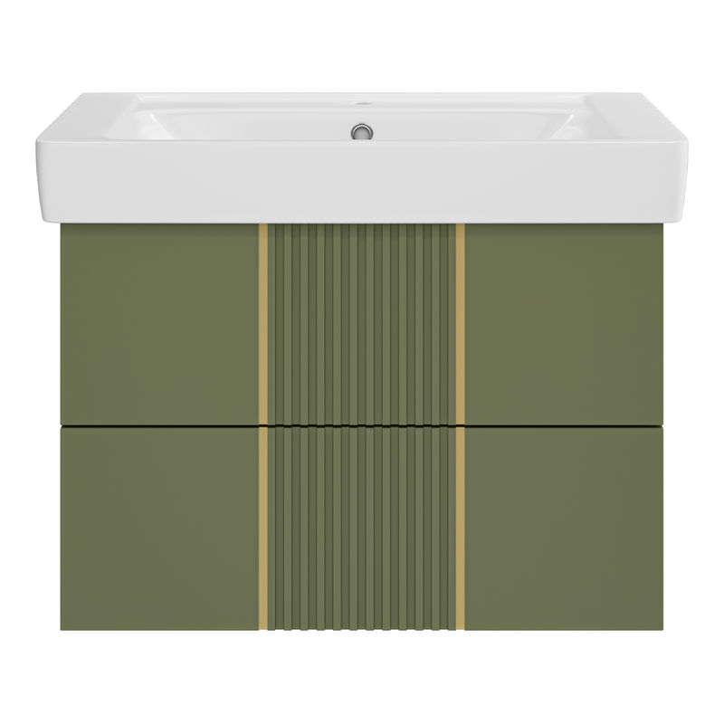 Тумба под раковину Brevita Vega 80 подвесная с 2 ящ. / VEG-09080-0802Я олива матовая эмаль