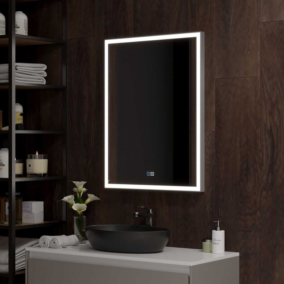 ВЕРИТАТЕ - 600х800 Зеркало Led, с сенс. на зеркале, холодная подсветка с подогревом