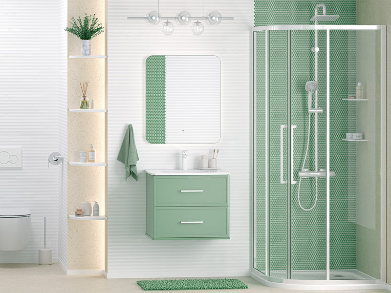 Verde - 60 Тумба подвесная, с 2 ящ., зеленая матовая эмаль