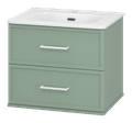 Verde - 60 Тумба подвесная, с 2 ящ., зеленая матовая эмаль