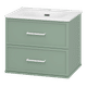 Verde - 60 Тумба подвесная, с 2 ящ., зеленая матовая эмаль