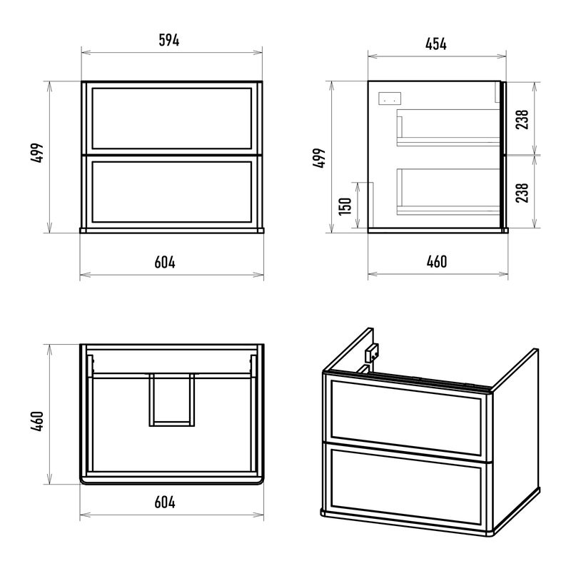 Тумба под раковину Brevita Verde 60 подвесная / Ver-09060-0102Я зеленая