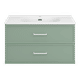 Verde - 90 Тумба подвесная, с 2 ящ., зеленая матовая эмаль