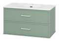 Verde - 90 Тумба подвесная, с 2 ящ., зеленая матовая эмаль