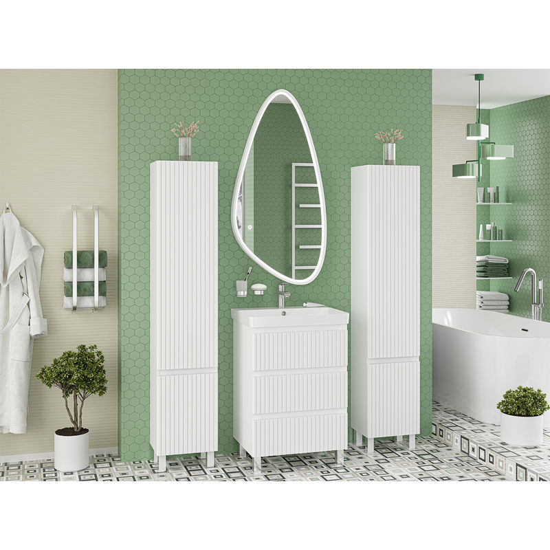 Тумба под раковину Brevita Victory 60 напольная с 3 ящ. / VIC-07060-0103Я белая матовая эмаль