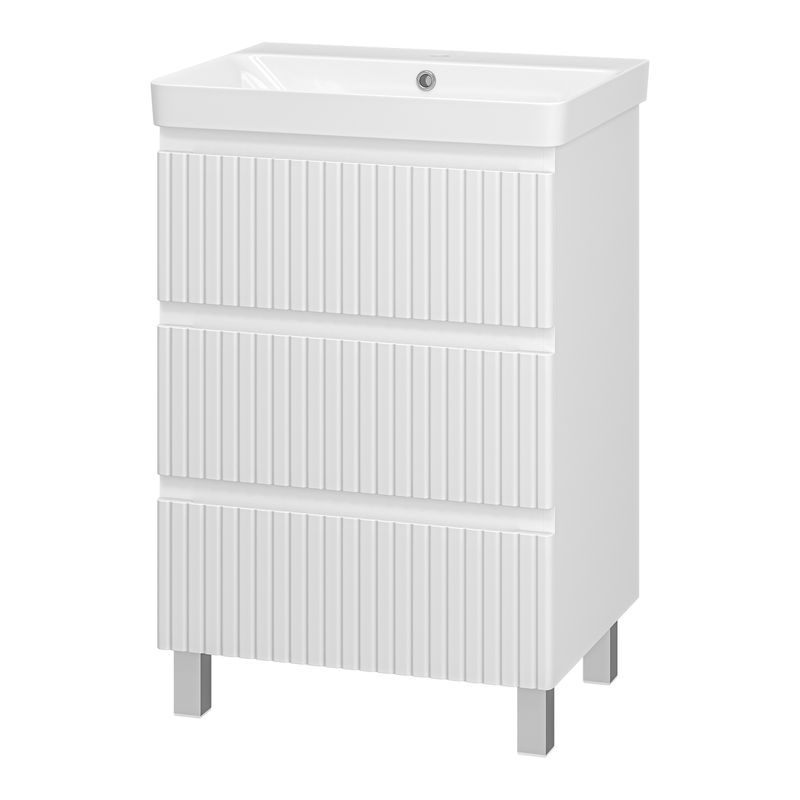 Тумба под раковину Brevita Victory 60 напольная с 3 ящ. / VIC-07060-0103Я белая матовая эмаль
