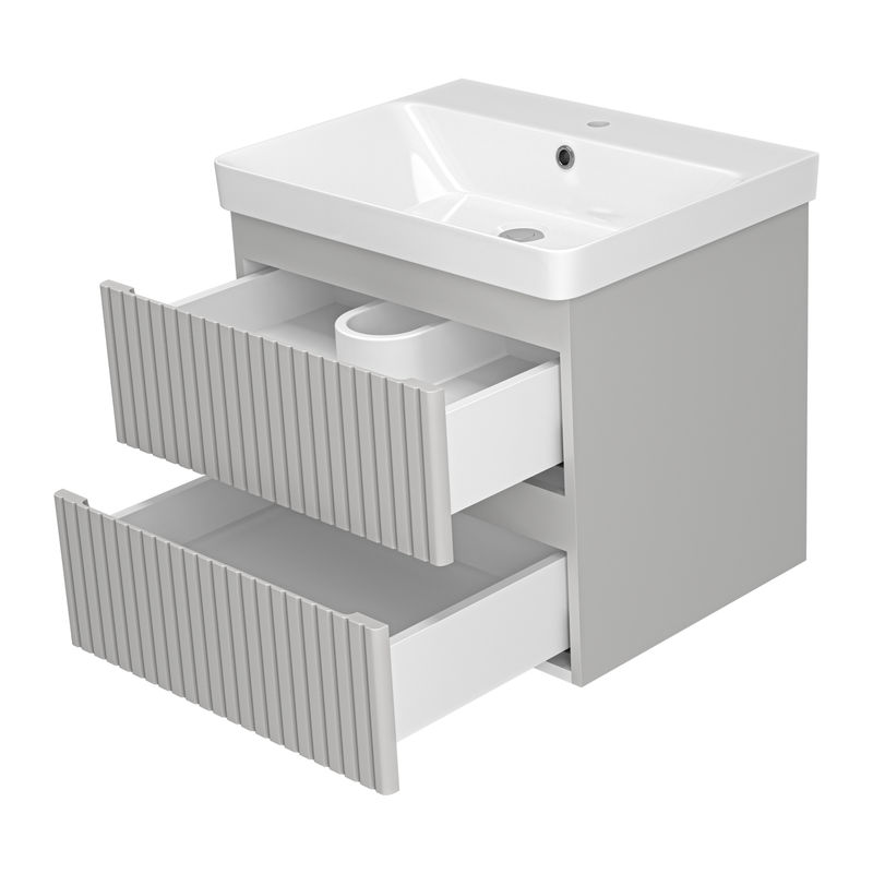 Тумба под раковину Brevita Victory 60 подвесная с 2 ящ. / VIC-07060-0302Я серый шелк