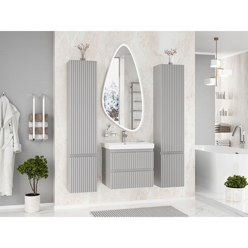 Тумба под раковину Brevita Victory 60 подвесная с 2 ящ. / VIC-07060-0302Я серый шелк