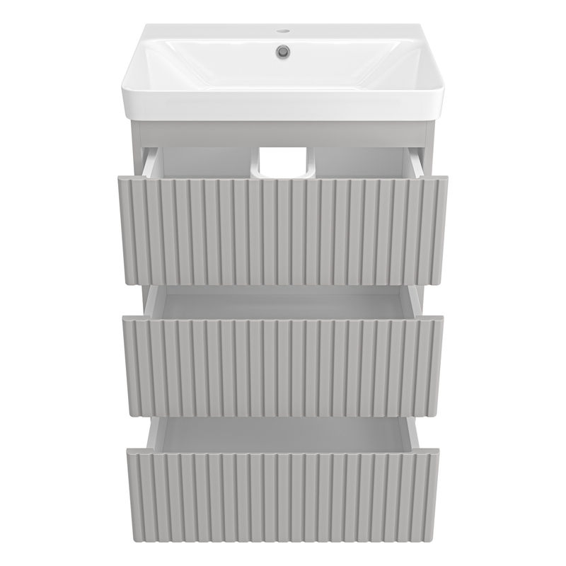 Тумба под раковину Brevita Victory 60 напольная с 3 ящ. / VIC-07060-50-03Я серый шелк