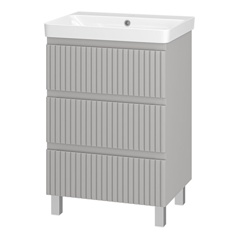 Тумба под раковину Brevita Victory 60 напольная с 3 ящ. / VIC-07060-50-03Я серый шелк