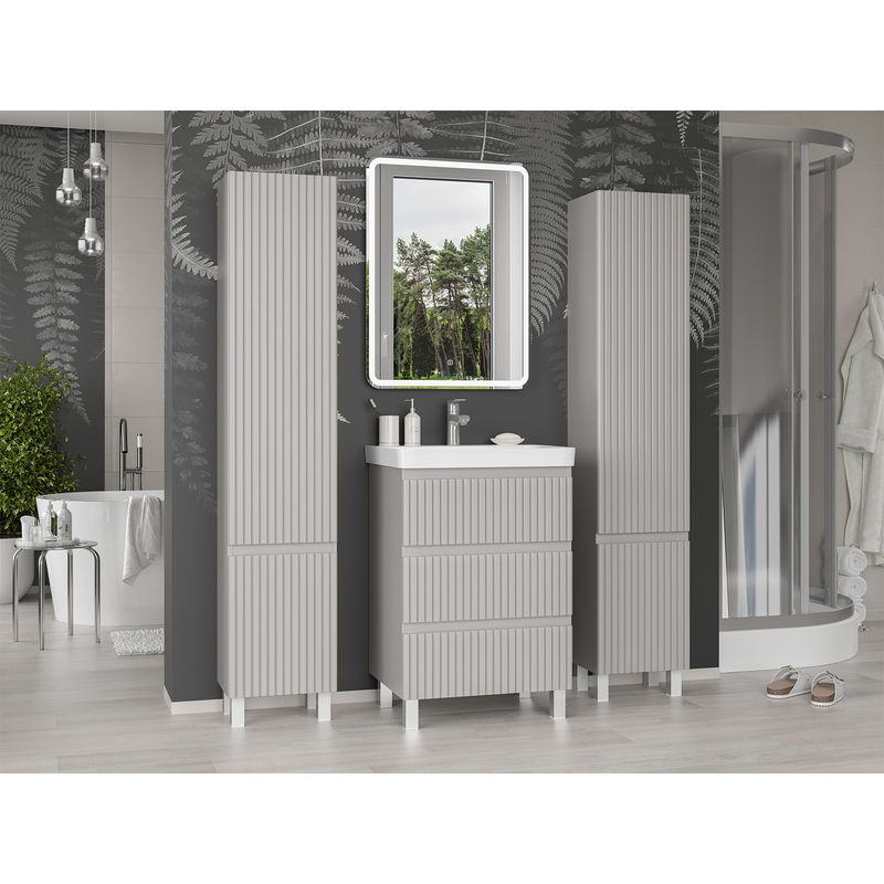 Тумба под раковину Brevita Victory 60 напольная с 3 ящ. / VIC-07060-50-03Я серый шелк