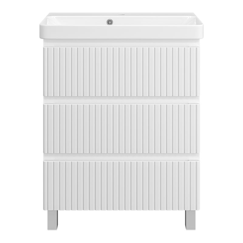Тумба под раковину Brevita Victory 70 напольная с 3 ящ. / VIC-07070-0103Я белая матовая эмаль