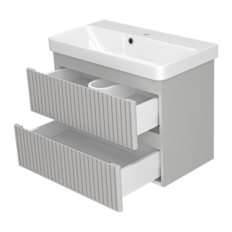 Тумба под раковину Brevita Victory 70 подвесная с 2 ящ./ VIC-07070-0302Я серый шелк