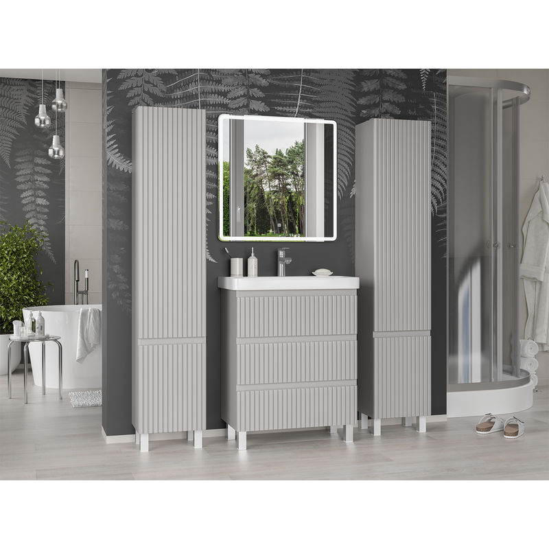 Тумба под раковину Brevita Victory 70 напольная с 3 ящ. / VIC-07070-50-03Я серый шелк