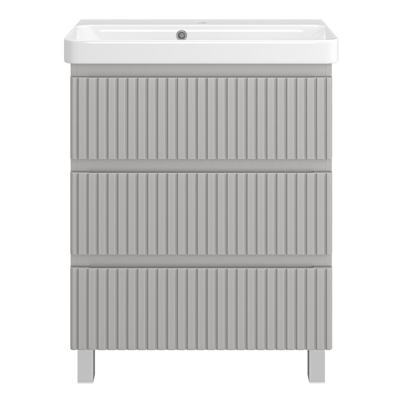 Тумба под раковину Brevita Victory 70 напольная с 3 ящ. / VIC-07070-50-03Я серый шелк