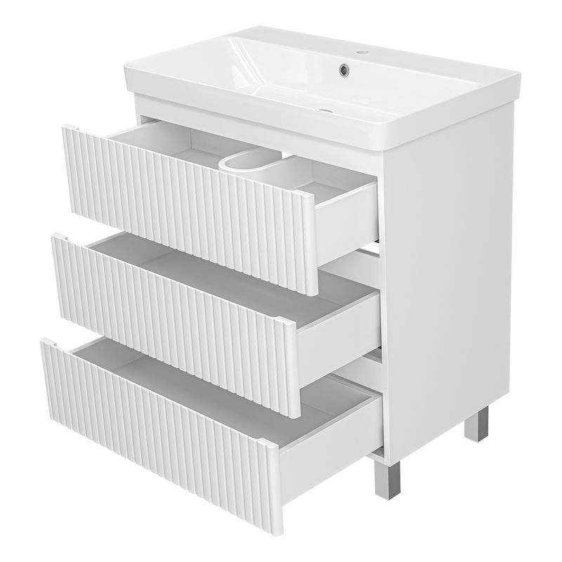 Тумба под раковину Brevita Victory 80 напольная с 3 ящ. / VIC-07080-0103Я белая матовая эмаль