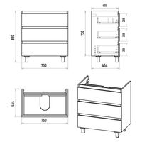 Тумба под раковину Brevita Victory 80 напольная с 3 ящ. / VIC-07080-0103Я белая матовая эмаль — 6