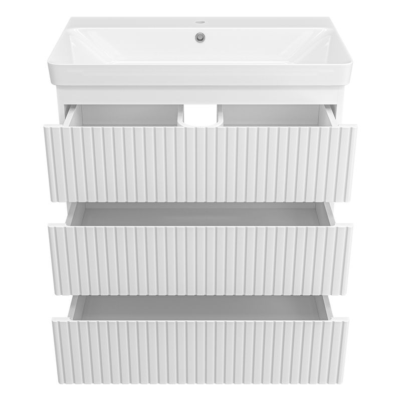 Тумба под раковину Brevita Victory 80 напольная с 3 ящ. / VIC-07080-0103Я белая матовая эмаль