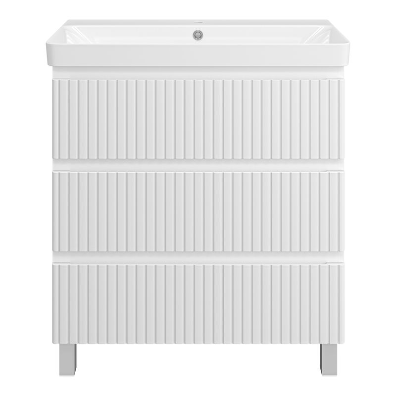 Тумба под раковину Brevita Victory 80 напольная с 3 ящ. / VIC-07080-0103Я белая матовая эмаль