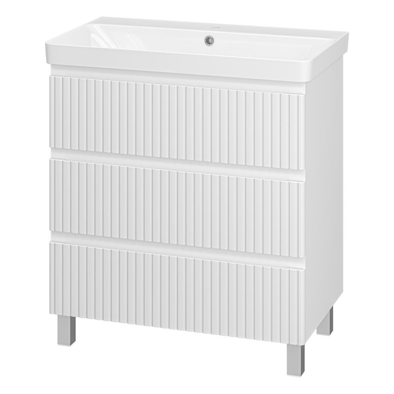 Тумба под раковину Brevita Victory 80 напольная с 3 ящ. / VIC-07080-0103Я белая матовая эмаль