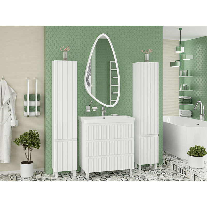 Тумба под раковину Brevita Victory 80 напольная с 3 ящ. / VIC-07080-0103Я белая матовая эмаль