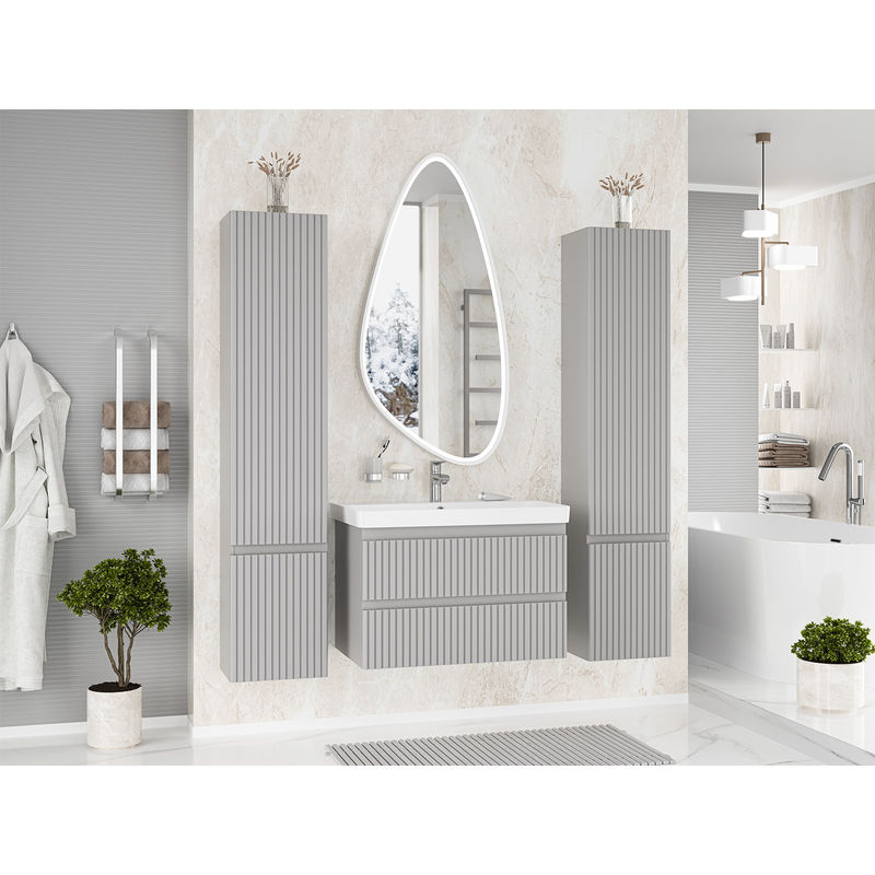 Тумба под раковину Brevita Victory 80 подвесная с 2 ящ. / VIC-07080-0302Я серый шелк