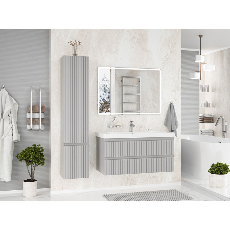 Тумба под раковину Brevita Victory 105 подвесная с 2 ящ. / VIC-07105-0302Я серый шелк