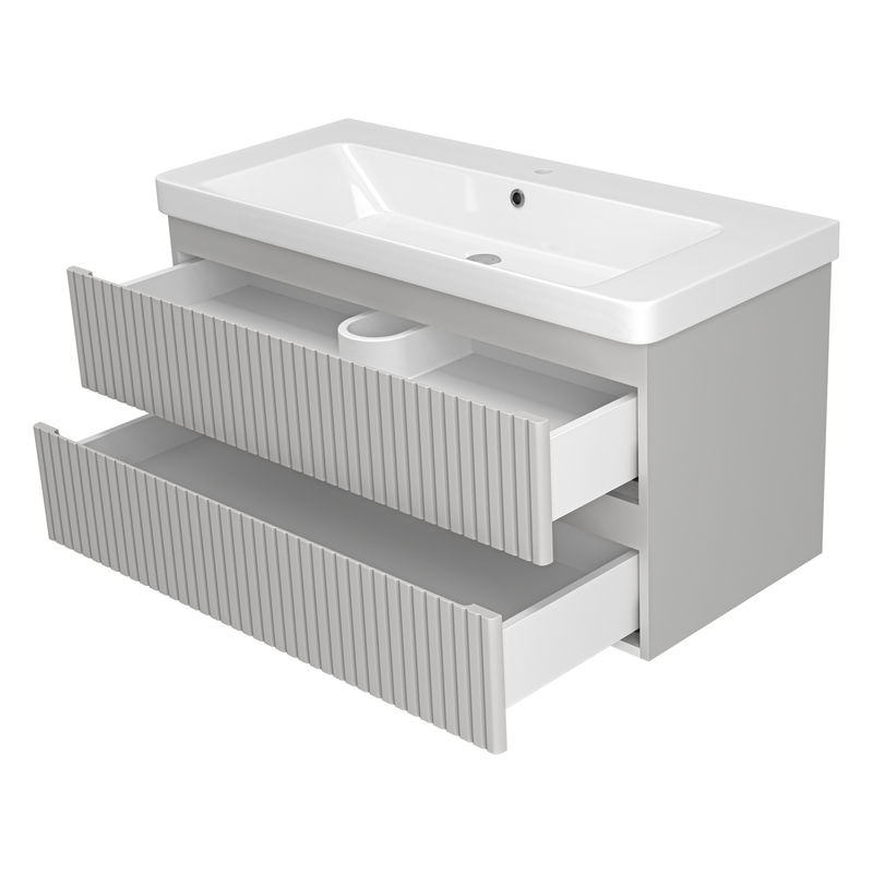 Тумба под раковину Brevita Victory 105 подвесная с 2 ящ. / VIC-07105-0302Я серый шелк