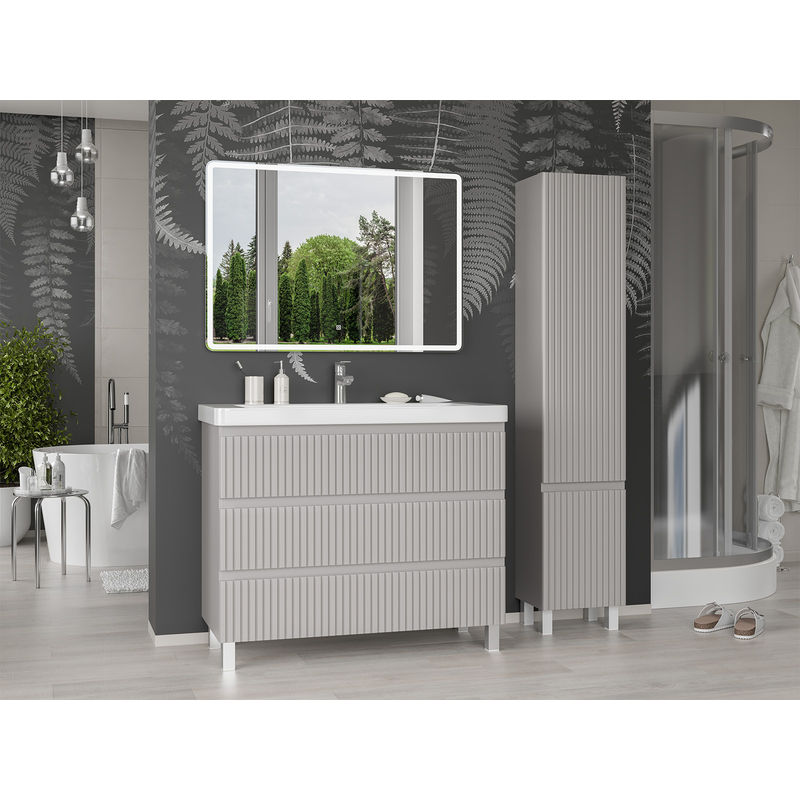 Тумба под раковину Brevita Victory 105 напольная с 3 ящ. / VIC-07105-50-03Я серый шелк