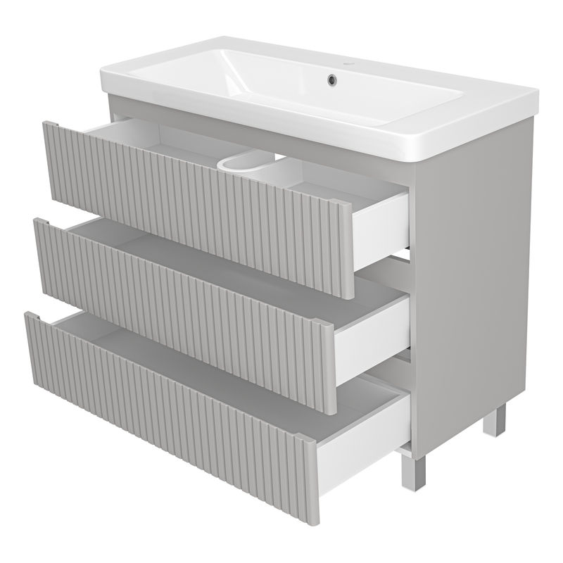 Тумба под раковину Brevita Victory 105 напольная с 3 ящ. / VIC-07105-50-03Я серый шелк