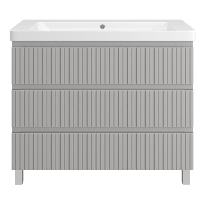 Тумба под раковину Brevita Victory 105 напольная с 3 ящ. / VIC-07105-50-03Я серый шелк
